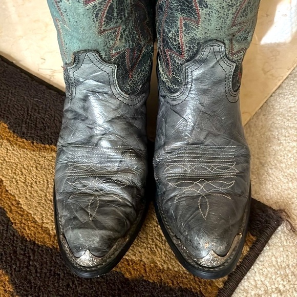 Durango Genuine Leather Distressed Vintage Western Cowboy Boots Green Gray - Picture 7 of 16
